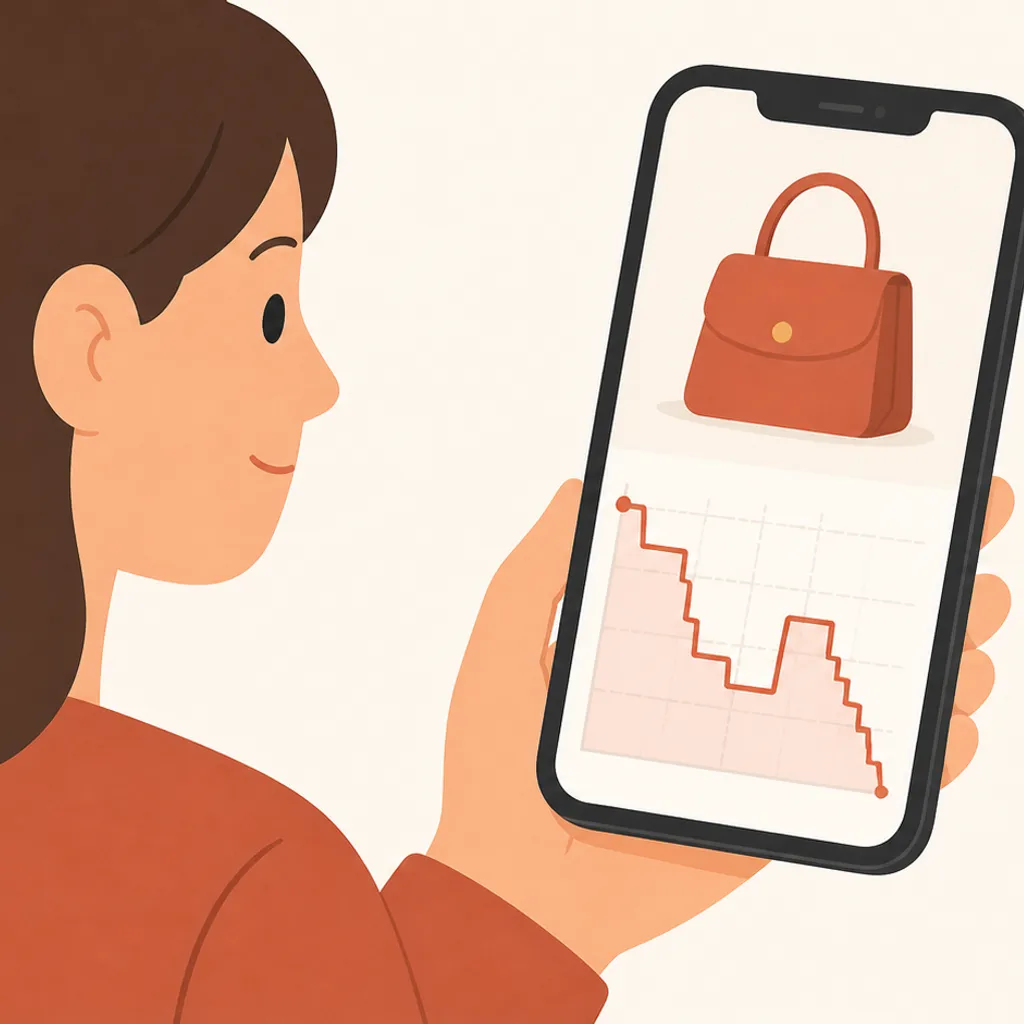 スマホに表示された商品の価格推移グラフ