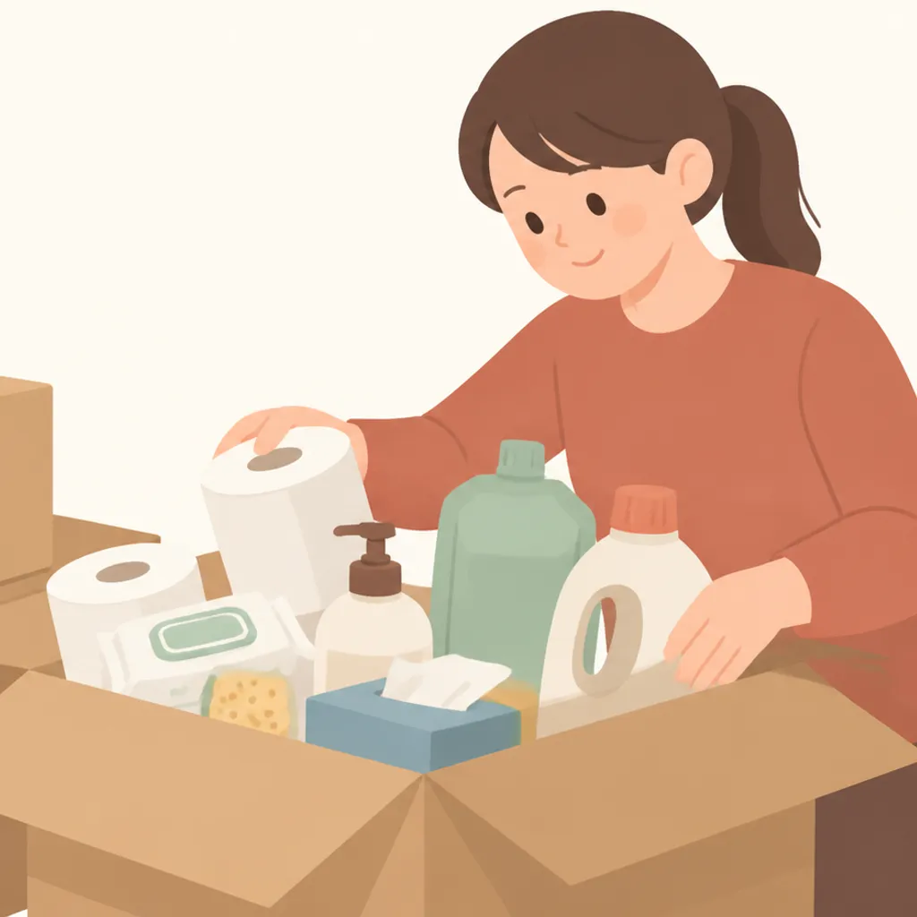 日用品が届いた宅配用の段ボール箱