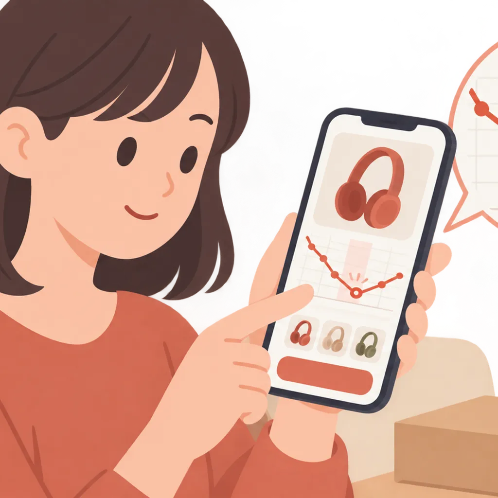 スマホで商品の価格推移を確認している様子