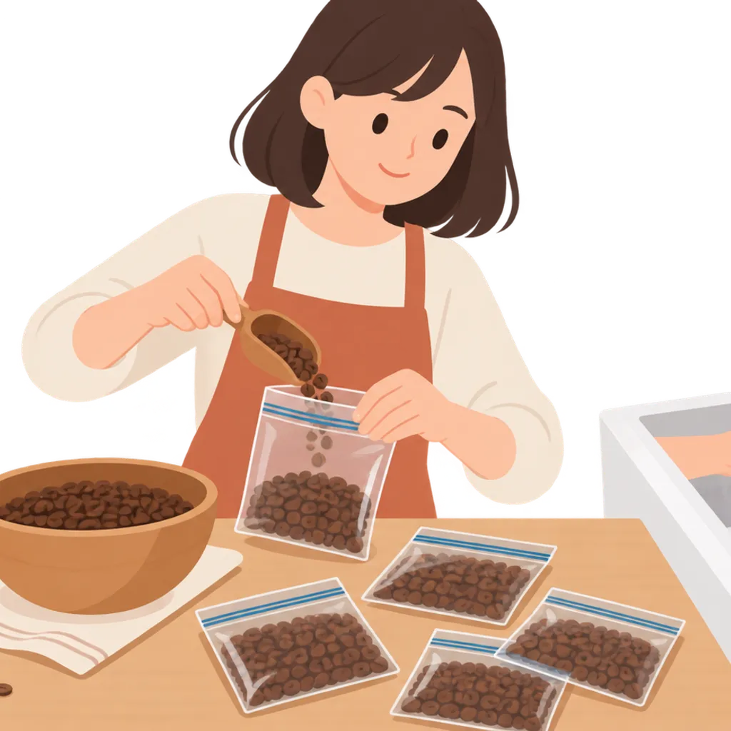 小分けにして密閉したコーヒー豆の保存袋