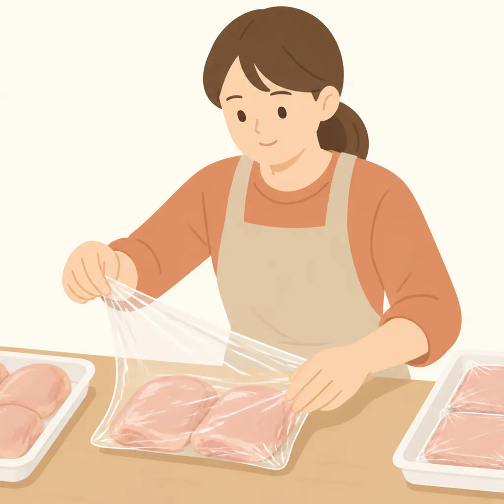 1食分ずつラップで包んだ小分けの鶏肉