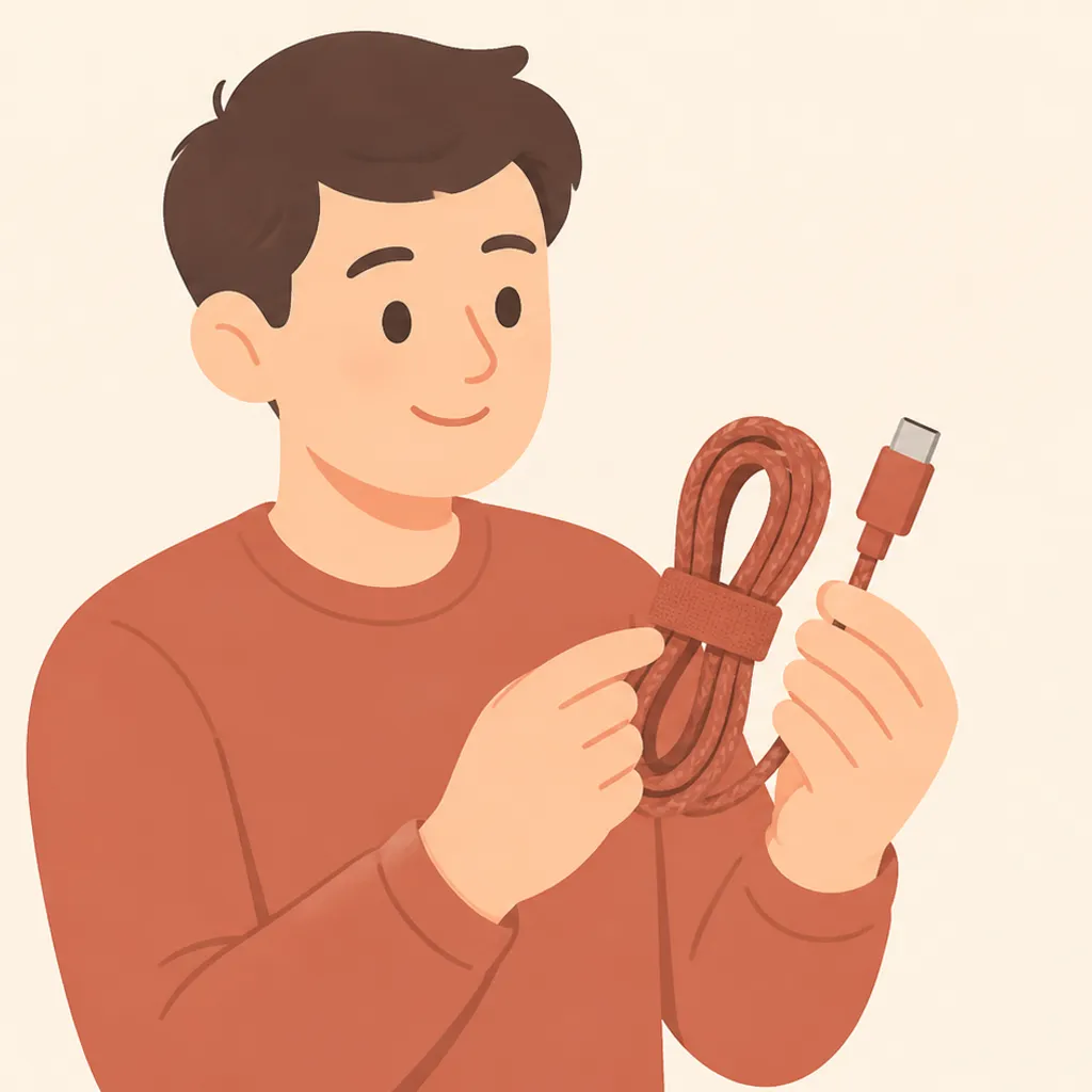 バンドでまとめた短いType-C充電ケーブル
