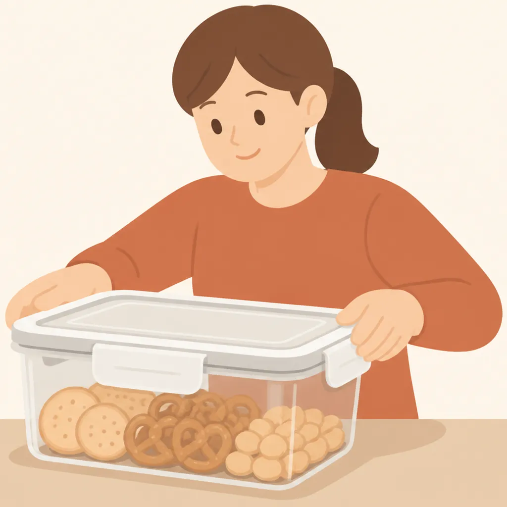 開封後のお菓子を保存容器に移した様子