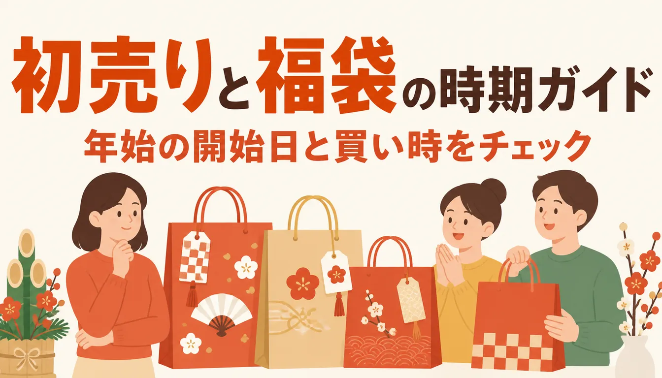 赤や金の紙タグが付いた正月の福袋