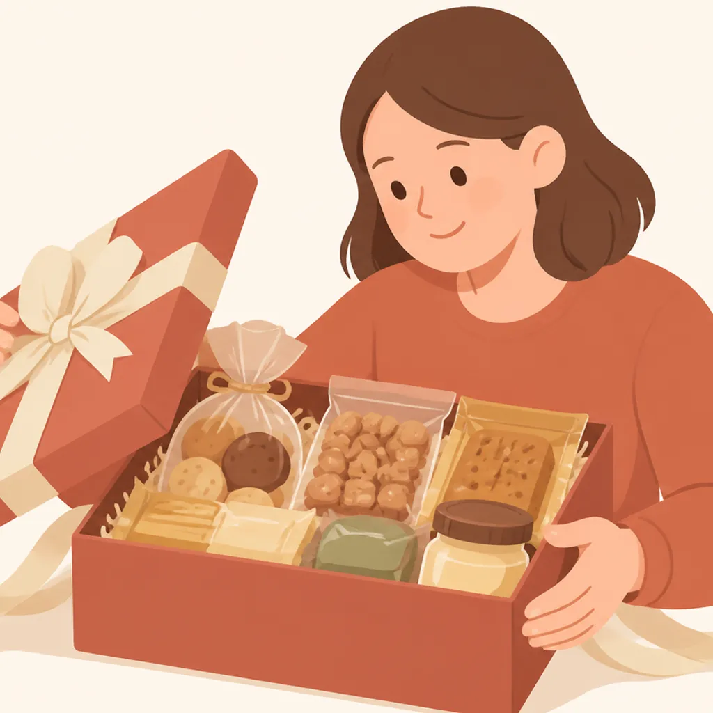 リボン付きの手土産用お菓子の箱