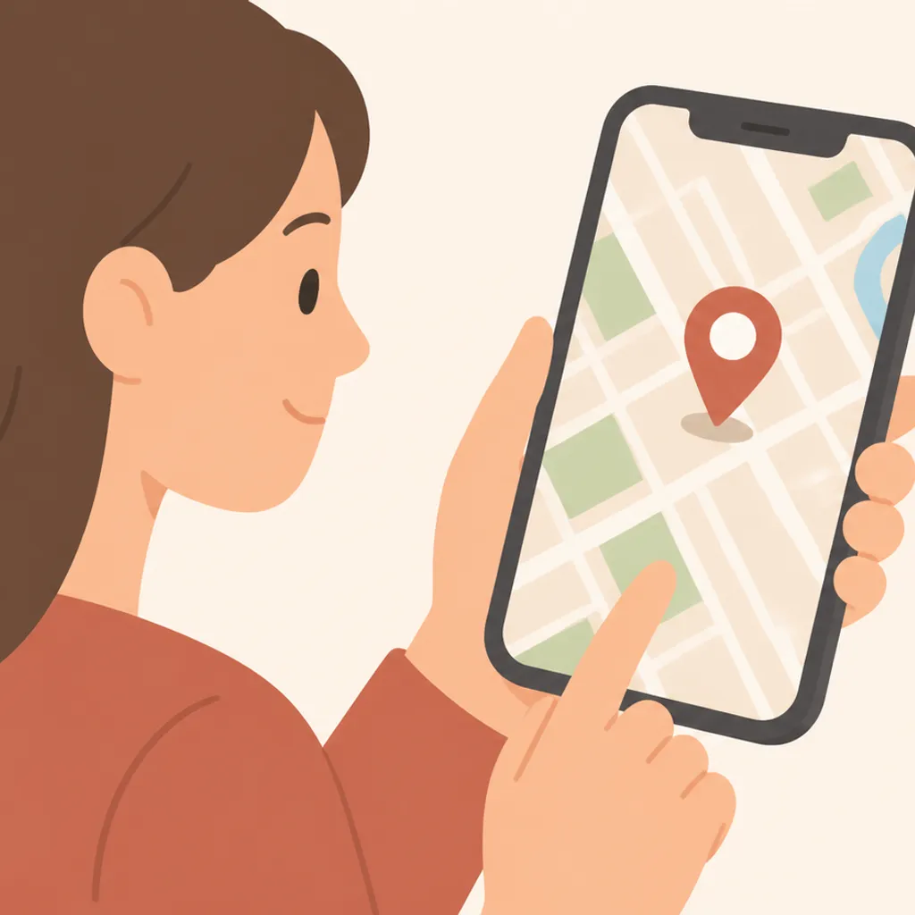 店舗検索の地図を表示したスマートフォン