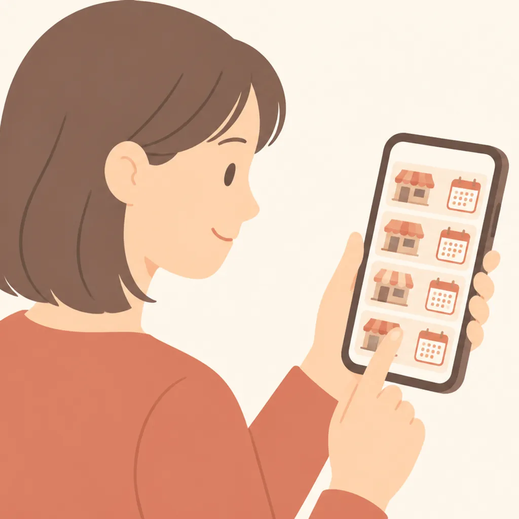 セール開催店舗の一覧を表示したスマートフォン