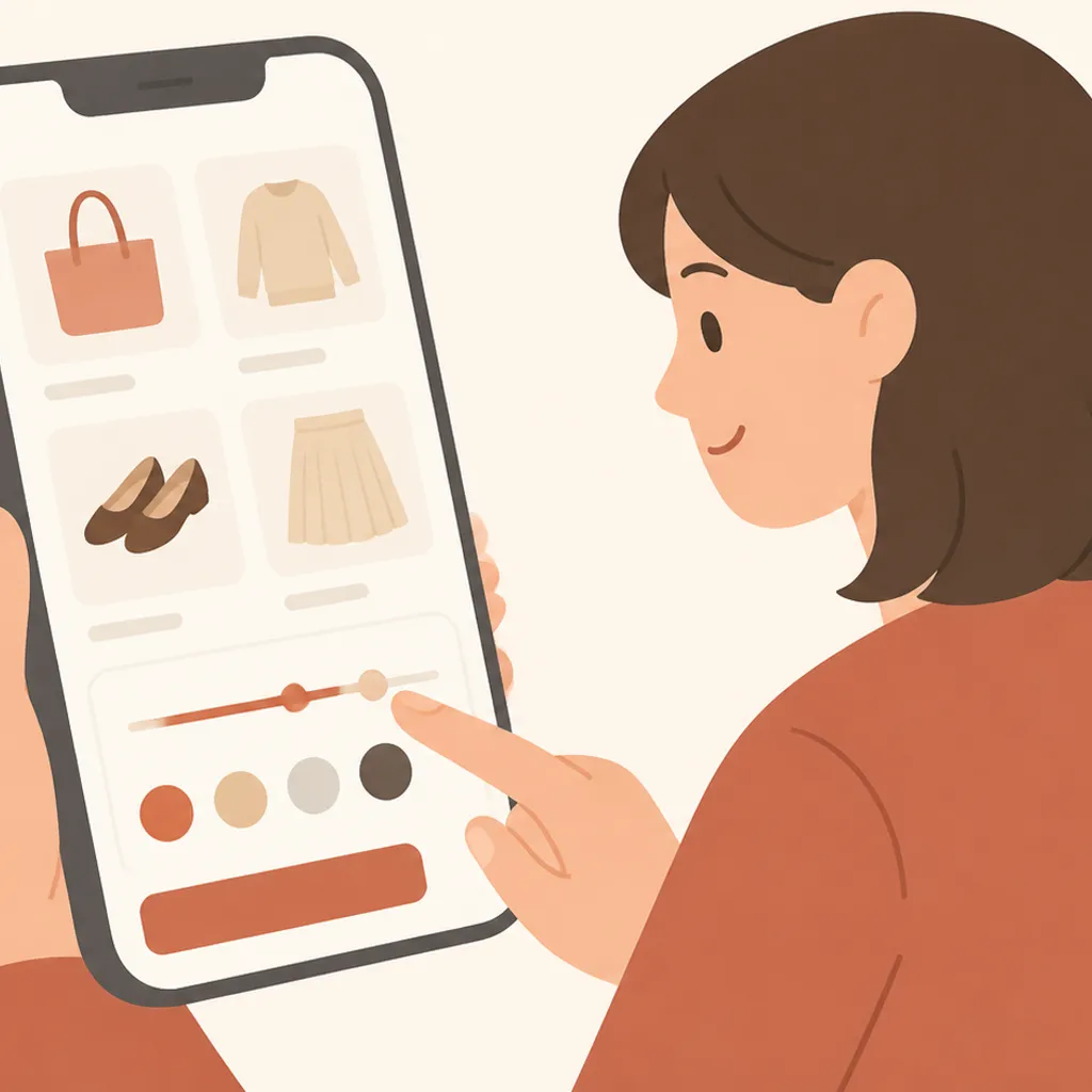 スマホで商品価格を絞り込んで検索する様子