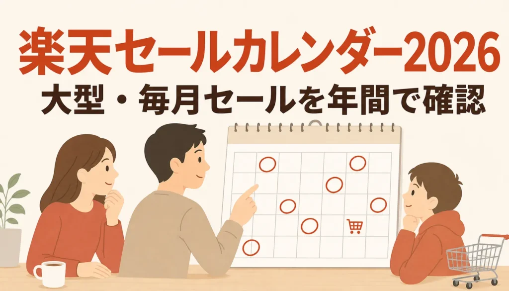 セール日に印がついた年間カレンダーと買い物カートのアイコン