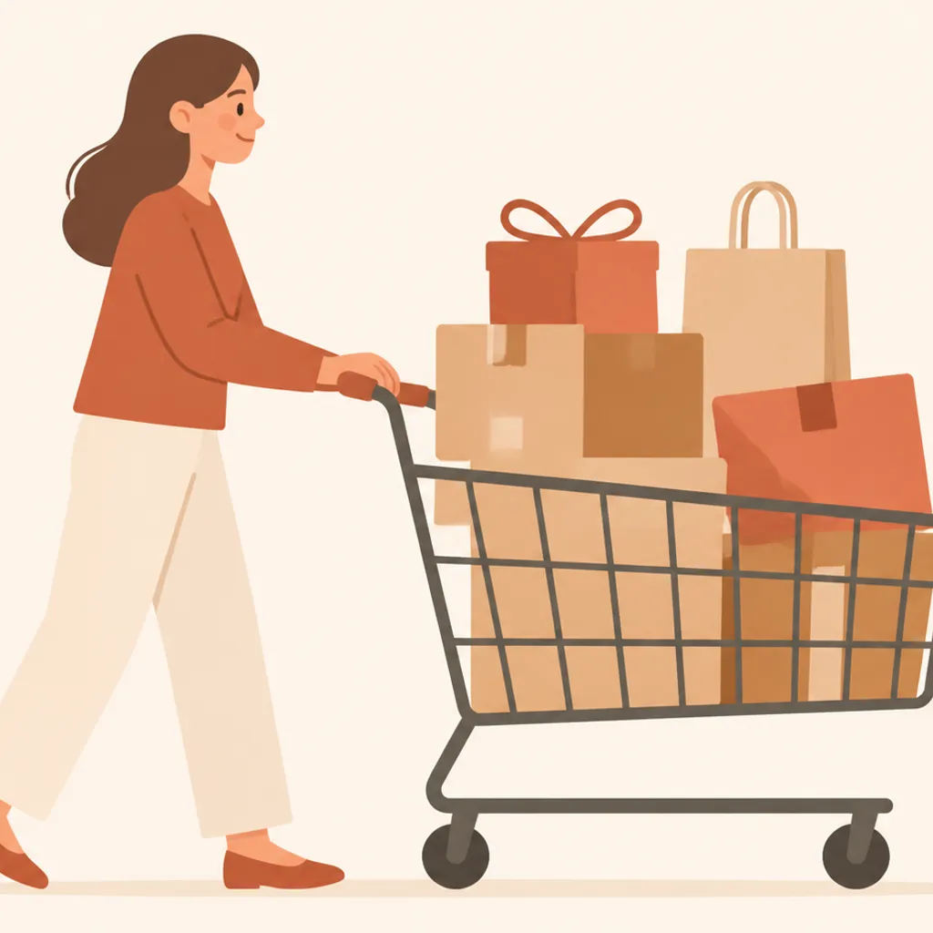 買い回りで商品が増えていく買い物かご