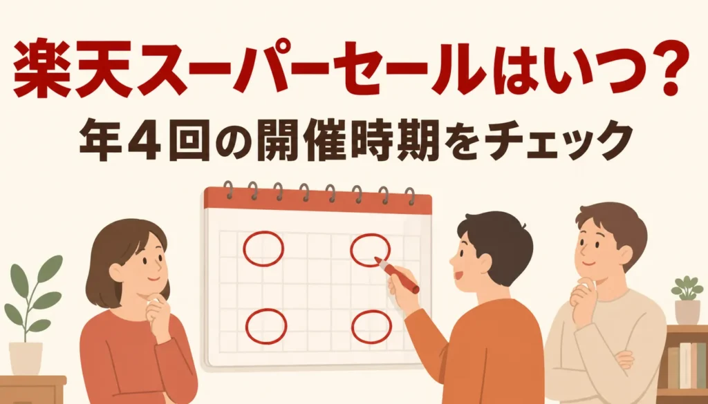 4つの月に印がついた壁掛けカレンダーと赤いペン